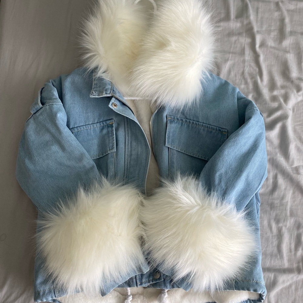 BOOHOO SOLD OUT denim fur collar jacket